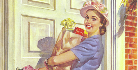 Illustration of a Lady Carrying Groceries